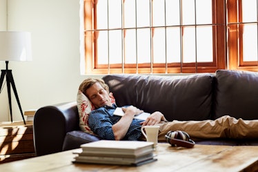 Man sleeping on the sofa. 