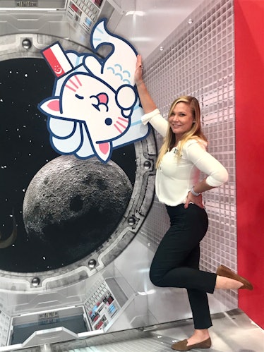 Juli Lawless posing at private aerospace company Made In Space