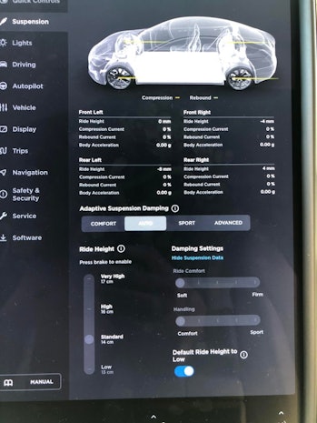 Tesla dynamic suspension options.