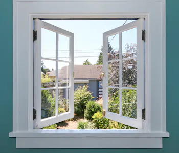 Open window into the backyard.