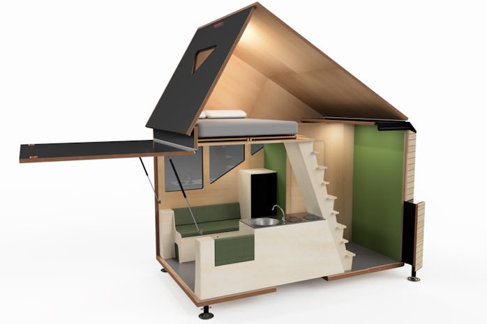 The Haaks Opperland is a camper that can transform into a two-story tiny home.