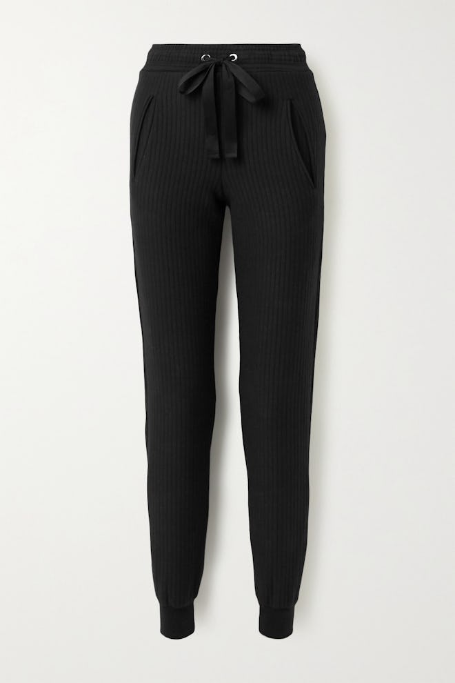 Ripple Ribbed Stretch-Cotton Tapered Track Pants