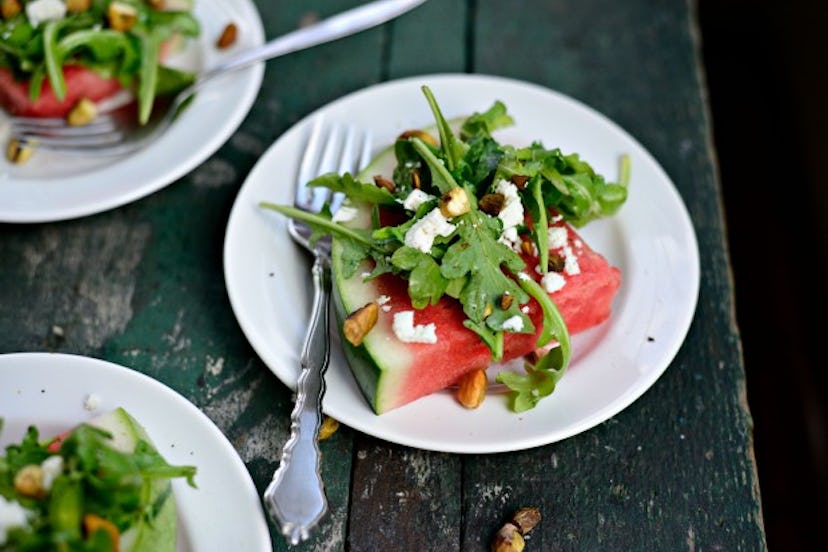 Watermelon Wedge Salad is one simple and tasty recipe to use up your watermelon. 