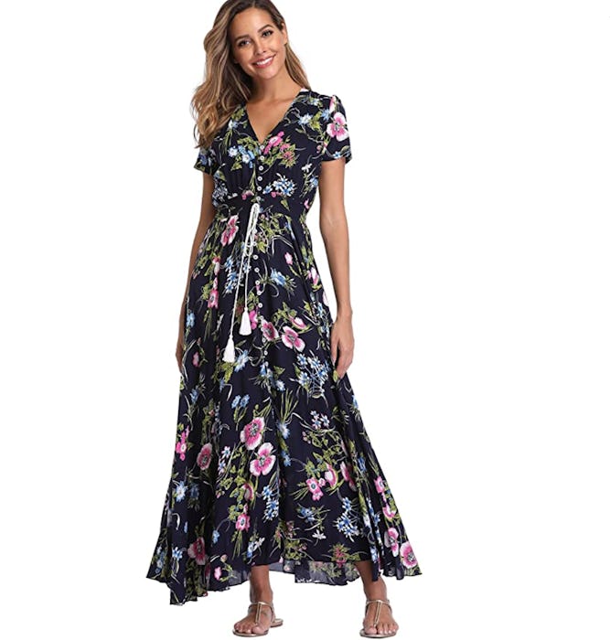  VintageClothing Floral Print Maxi Dress 