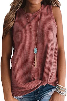 MIHOLL Sleeveless Waffle-Knit Top