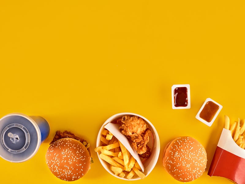 Fast food on a yellow background.