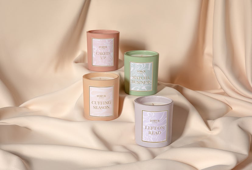 All four candles from Jackie Aina's new brand, FORVR Mood.