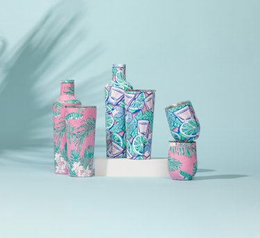 The Corkcicle x Vineyard Vines limited edition collection includes tropical and summer printed tumbl...