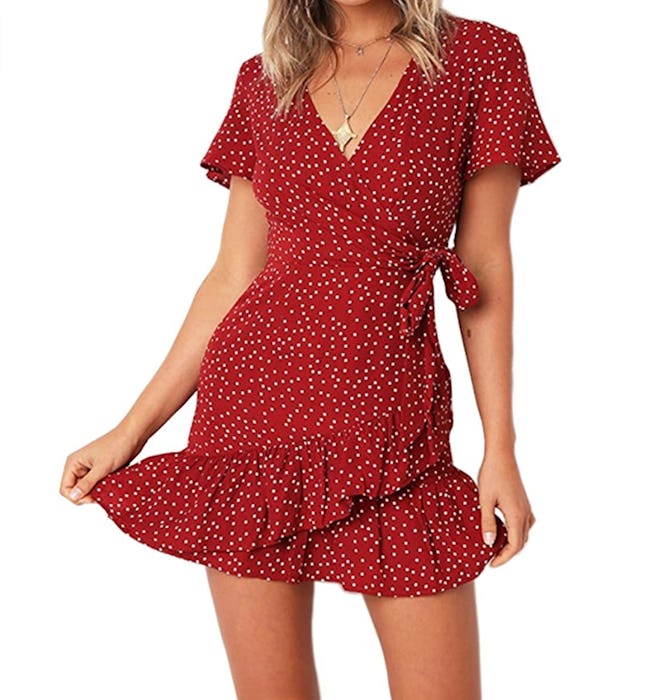 Relipop V-Neck Casual Short Dress