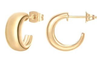 PAVOI 14K Gold Plated Sterling Silver Post Thick Huggie Earrings 