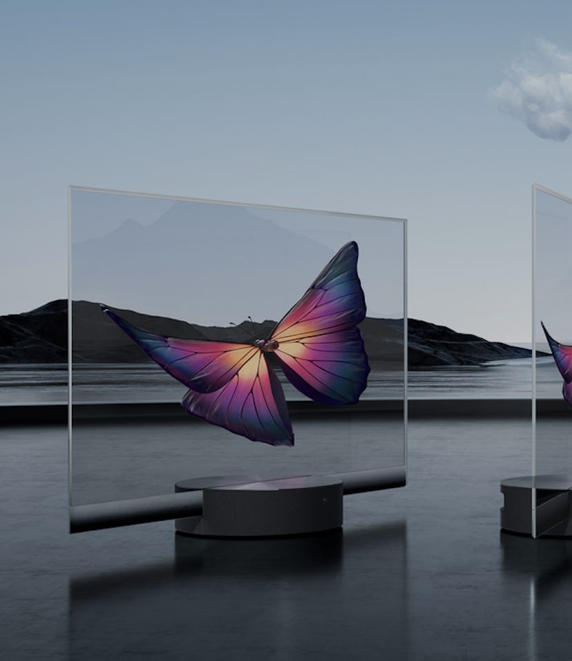 The world's first mass-produced TV by Xiaomi can be seen. The screens are transparent while there ar...