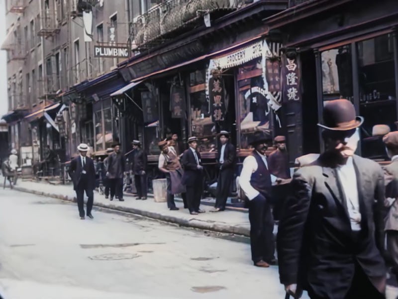 AI-restored footage can be seen of an old clip from New York City in 1911. A man with a mustache is ...