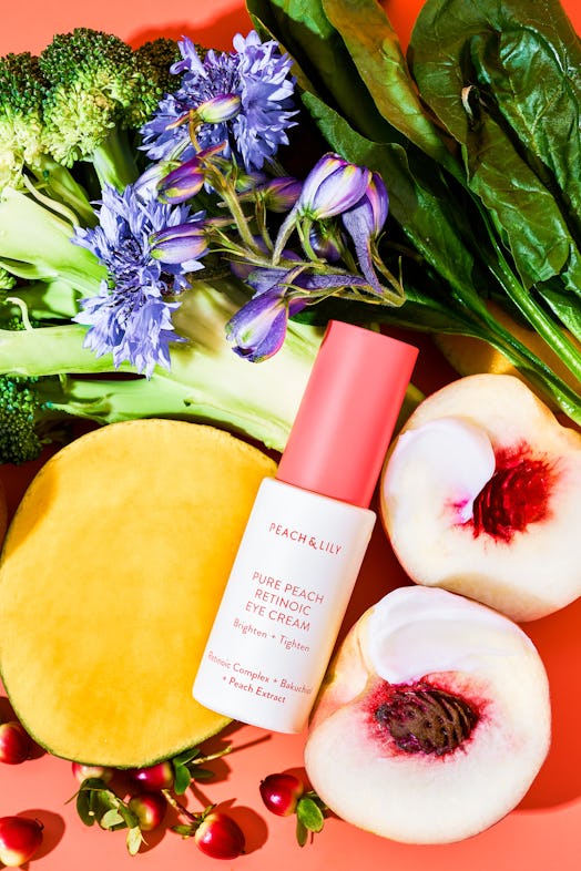 Peach & Lily's new Pure Peach Retinoic Eye Cream with ingredients.