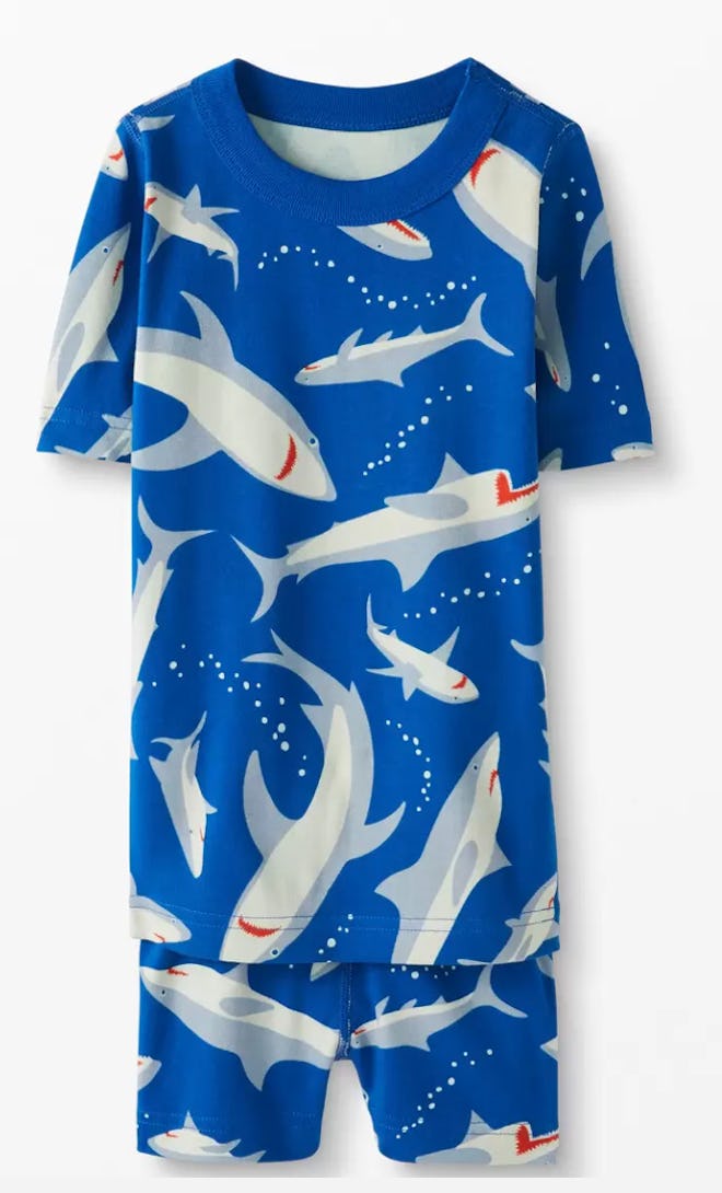 Short John Pajamas In Organic Cotton - Swimming Sharks