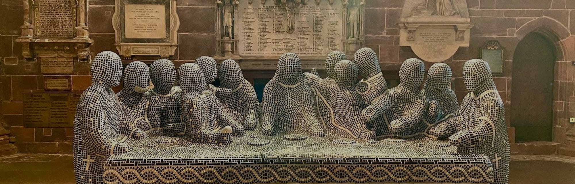 Last Supper keyboard mosaic sculpture