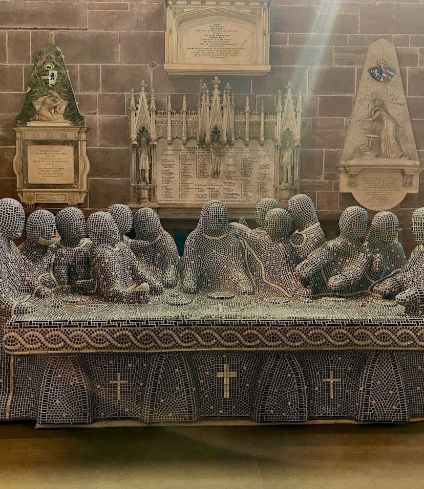 Last Supper keyboard mosaic sculpture