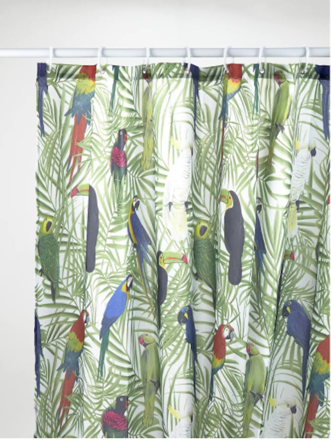 Green Jungle Birds Shower Curtain