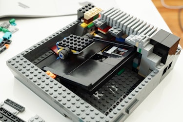 The spring-loaded cartridge mechanism really pops the Lego Super Mario Bros. up and down.