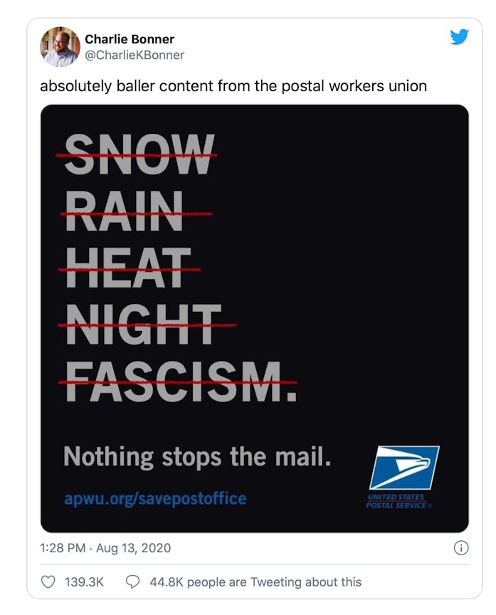 Graphic from a postal workers union. 