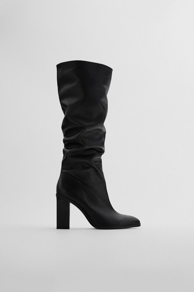 Slouchy Heeled Leather Boots