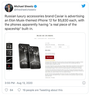 Russian brand Caviar is selling an Elon Musk-themed iPhone 12 for $6,000.