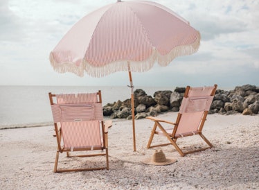 The Premium Beach Umbrella - Lauren's Pink Strip 