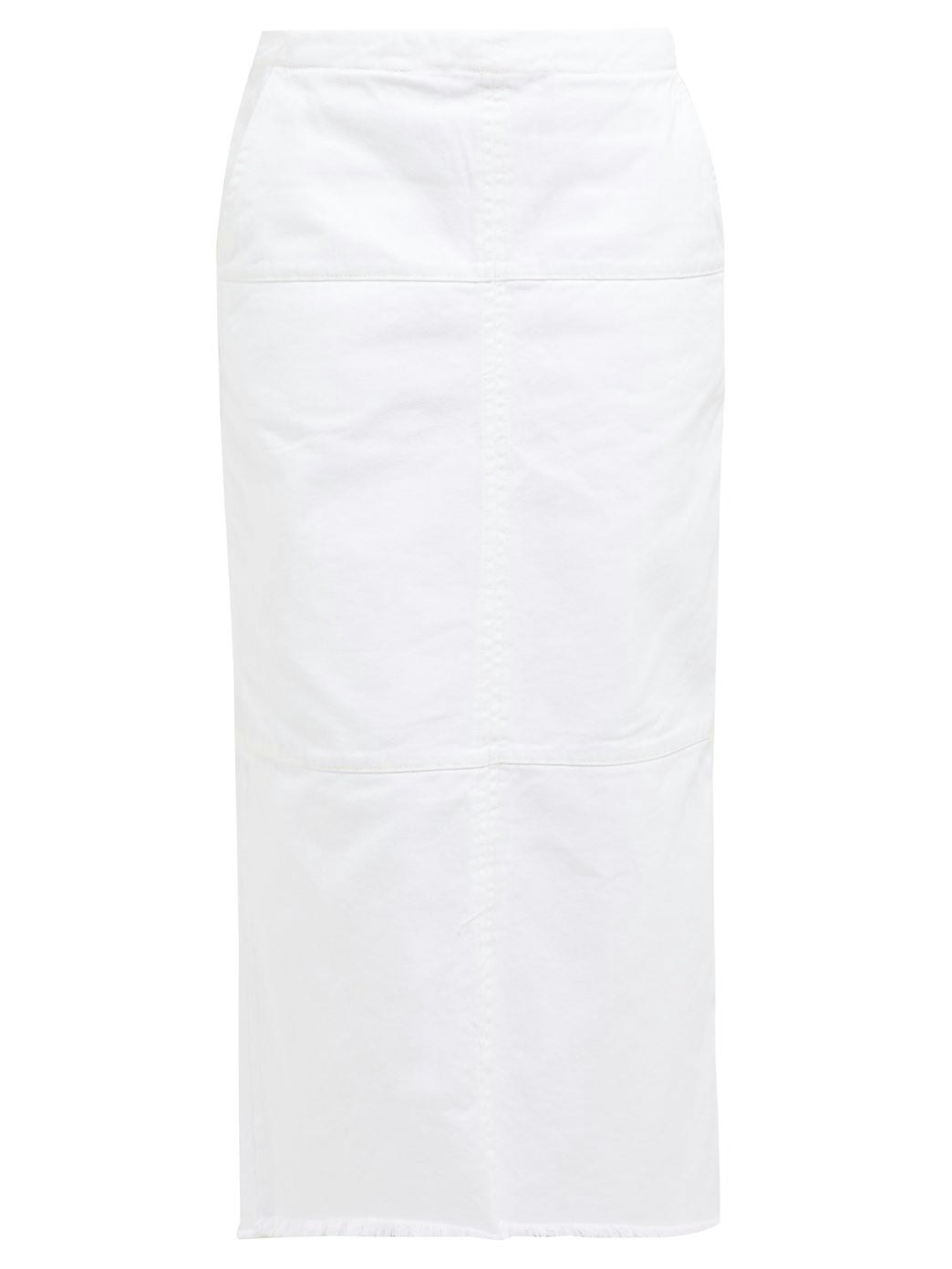 white denim skirt midi length