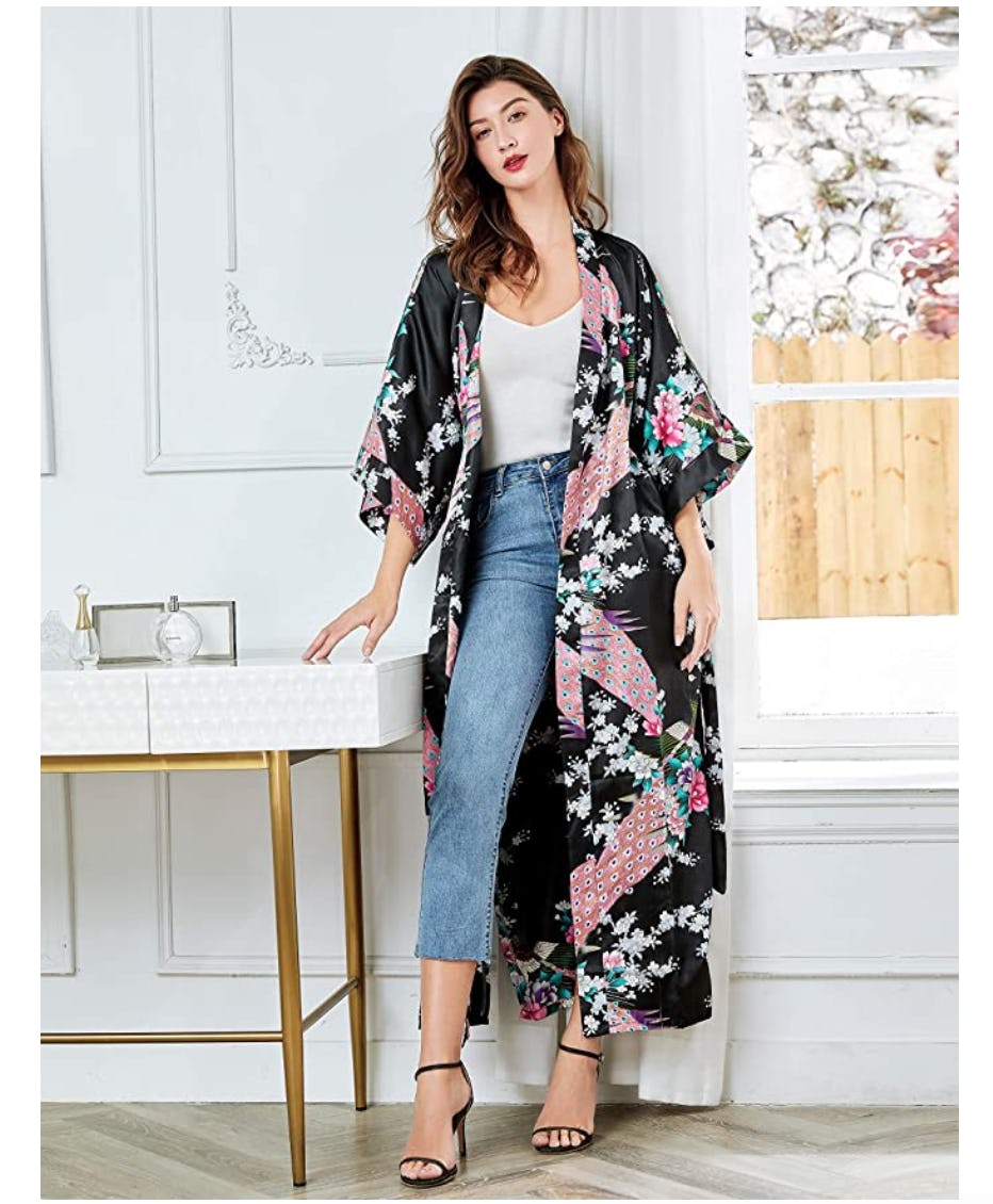 BABEYOND Women&rsquo;s Peacock-Print Robe