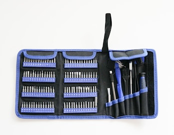 Hautton's 126-piece toolkit for opening up gadgets.