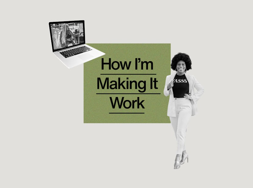 Bami Kuteyi, founder of dance business Bam Bam Boogie next to a text reading: 'How I'm Making It Wor...