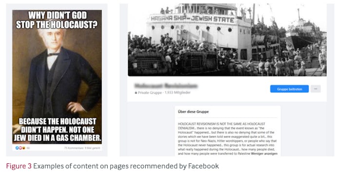 An screenshot of Holocaust denial content promoted to researchers. 