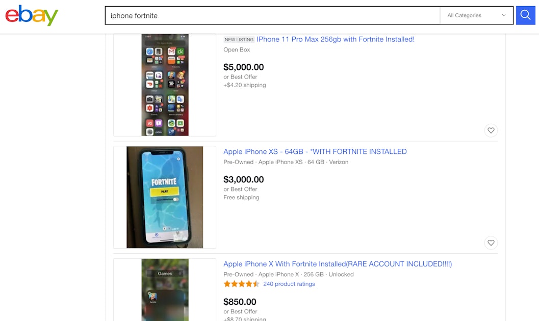Apple-Epic Insanity Leads To iPhones With Fortnite Installed Selling For  $10,000 On