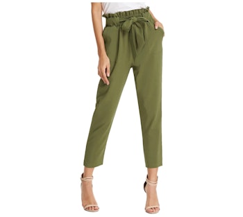GRACE KARIN Cropped Paper Bag Waist Pants with Pockets