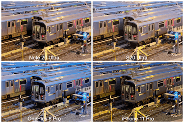 100 percent crop low-light comparison between Samsung Galaxy Note 20 Ultra, S20 Ultra, iPhone 11 Pro...