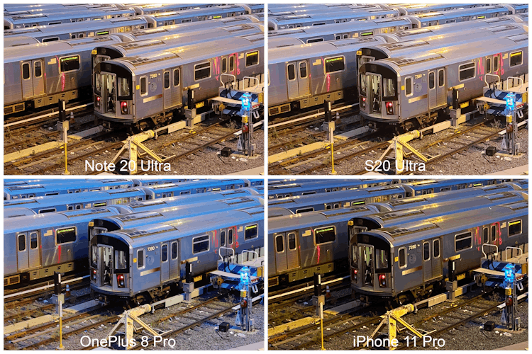 100 percent crop low-light comparison between Samsung Galaxy Note 20 Ultra, S20 Ultra, iPhone 11 Pro...