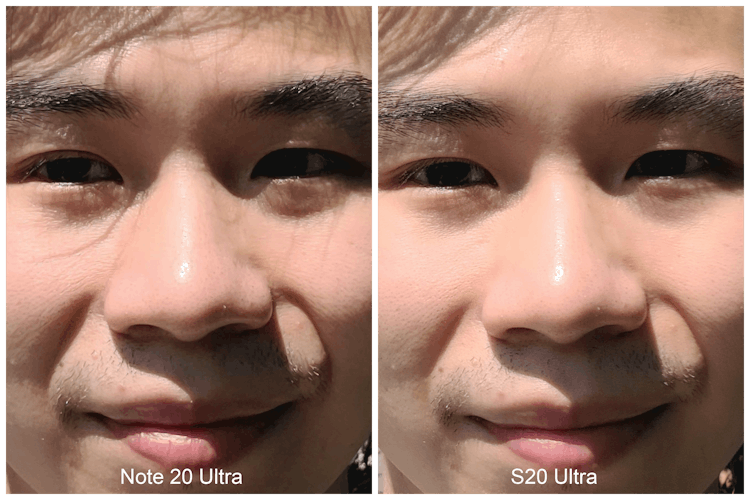 The Note 20 Ultra's 10-megapixel selfie vs. S20 Ultra's 40-megapixel selfie.