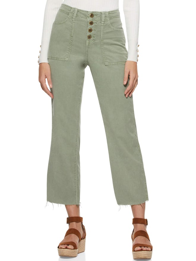 Cropped Button Front Cargo Pants