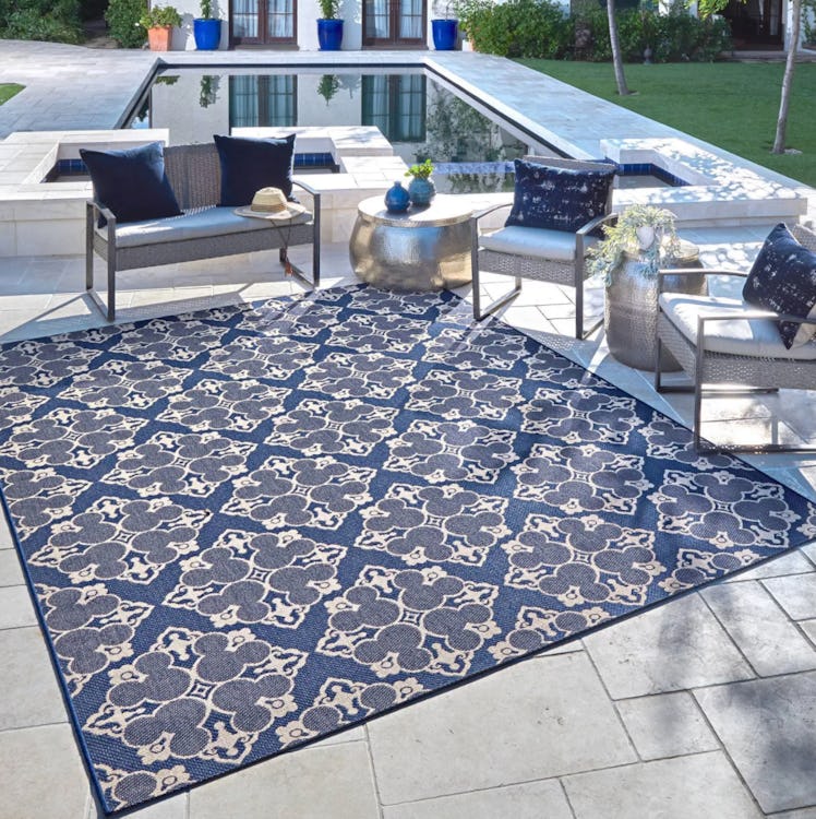 Mickey Mouse & Friends Medallion Outdoor Rug Navy