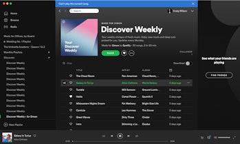 A screenshot of Spotify showing an error message