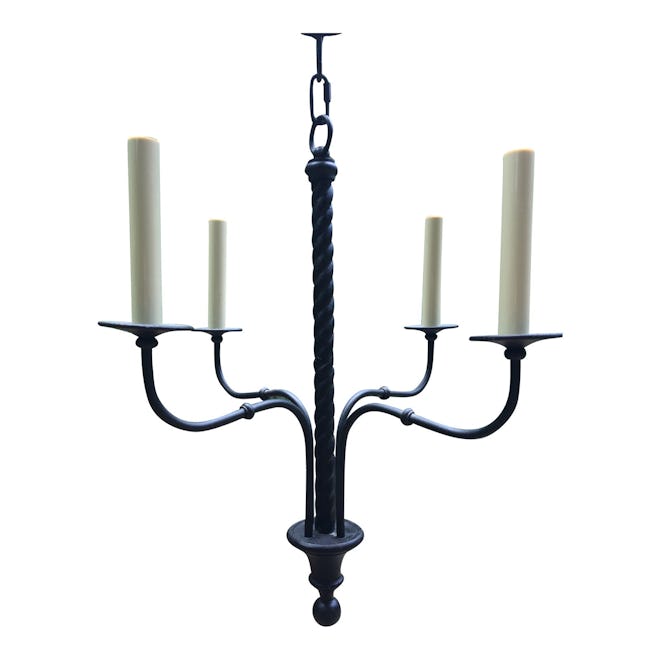 Farmhouse Style Wrought Iron Four Candle Chandelier