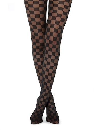 Sheer Tights With Chequered Pattern