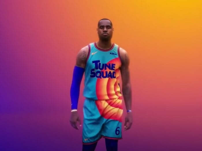 Lebron James unveiled the first look at the new uniforms in the new 'Space Jam' movie due out in 202...