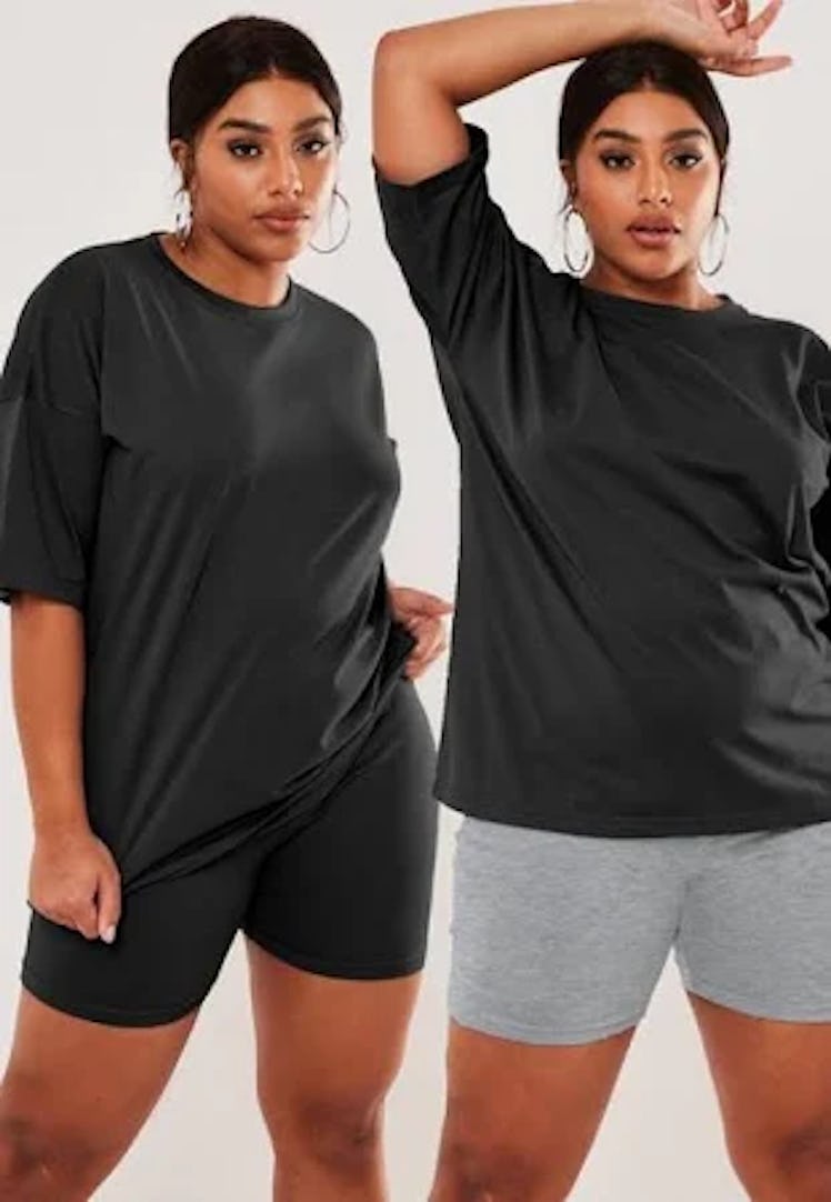 Missguided Plus Size Black and Gray Biker Shorts 2 Pack