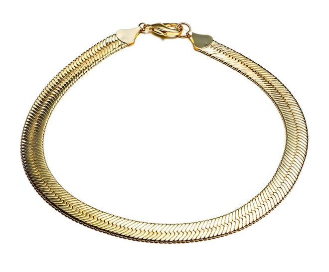 SHORT HERRINGBONE CHAIN NECKLACE - GOLD