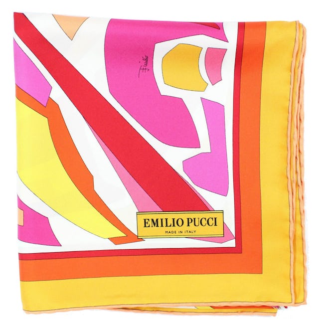 Scarf Orange Yellow Pink Design - Large Twill Silk Square Scarf