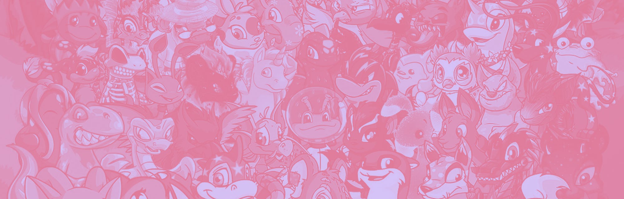 A group of digital animals crowds together in a forest setting.