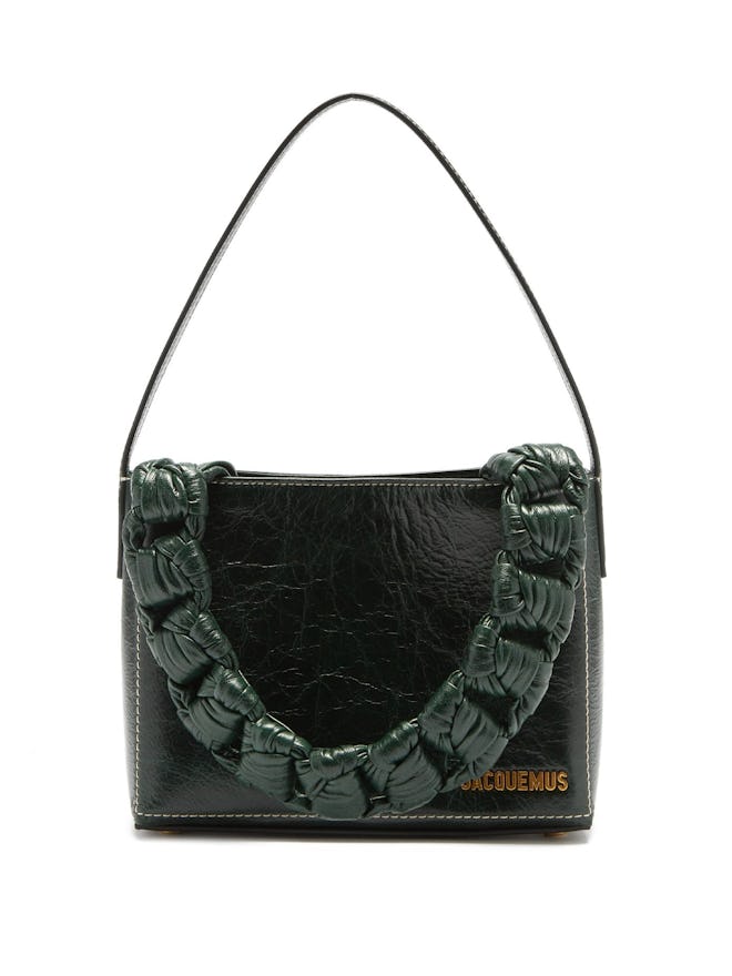 Noeud Chain-Handle Craquelure-Leather Bag