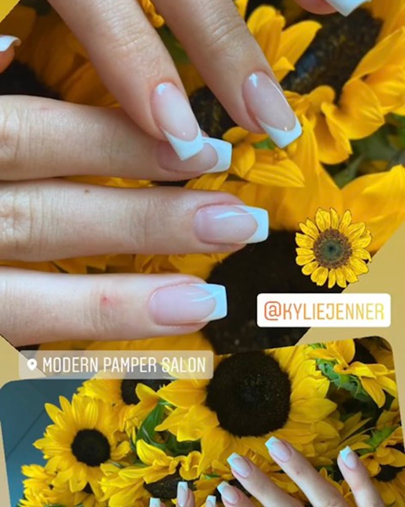 The youngest Jenner sister's manicure was a white version of her sister's blue manicure.