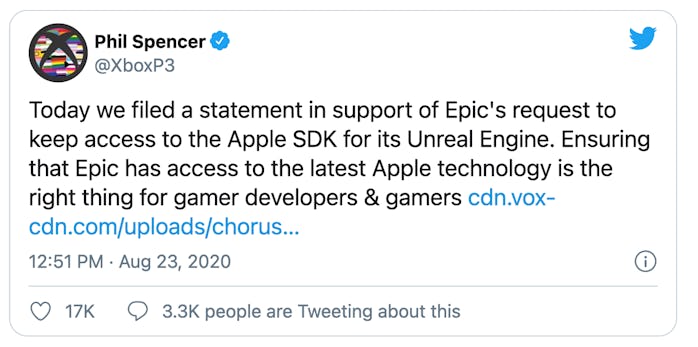 Microsoft is supporting Epic's lawsuit against Apple.