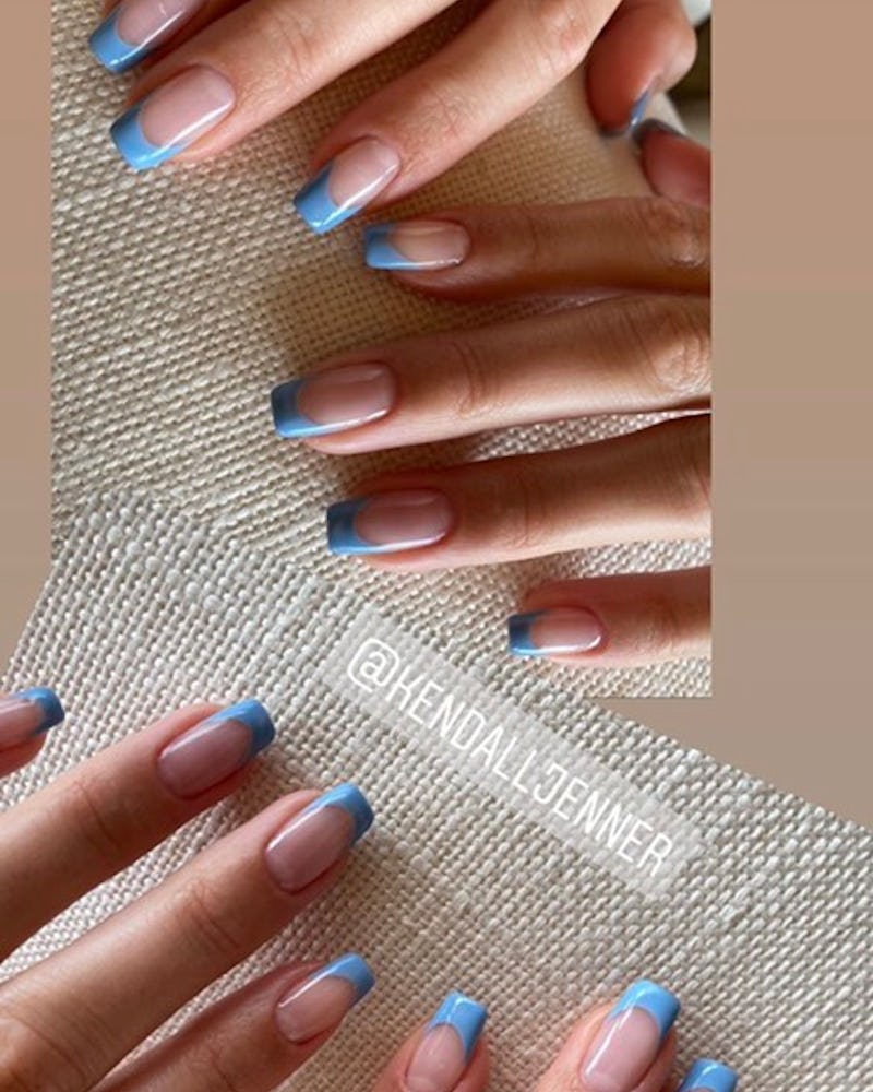 The older Jenner sister's blue French manicure was a colorful take on the classic.